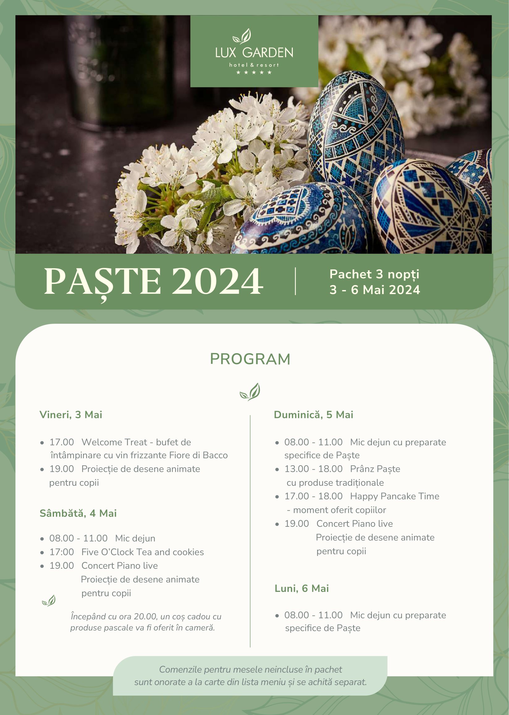 Pachet Paste HOTEL LUX GARDEN AZUGA