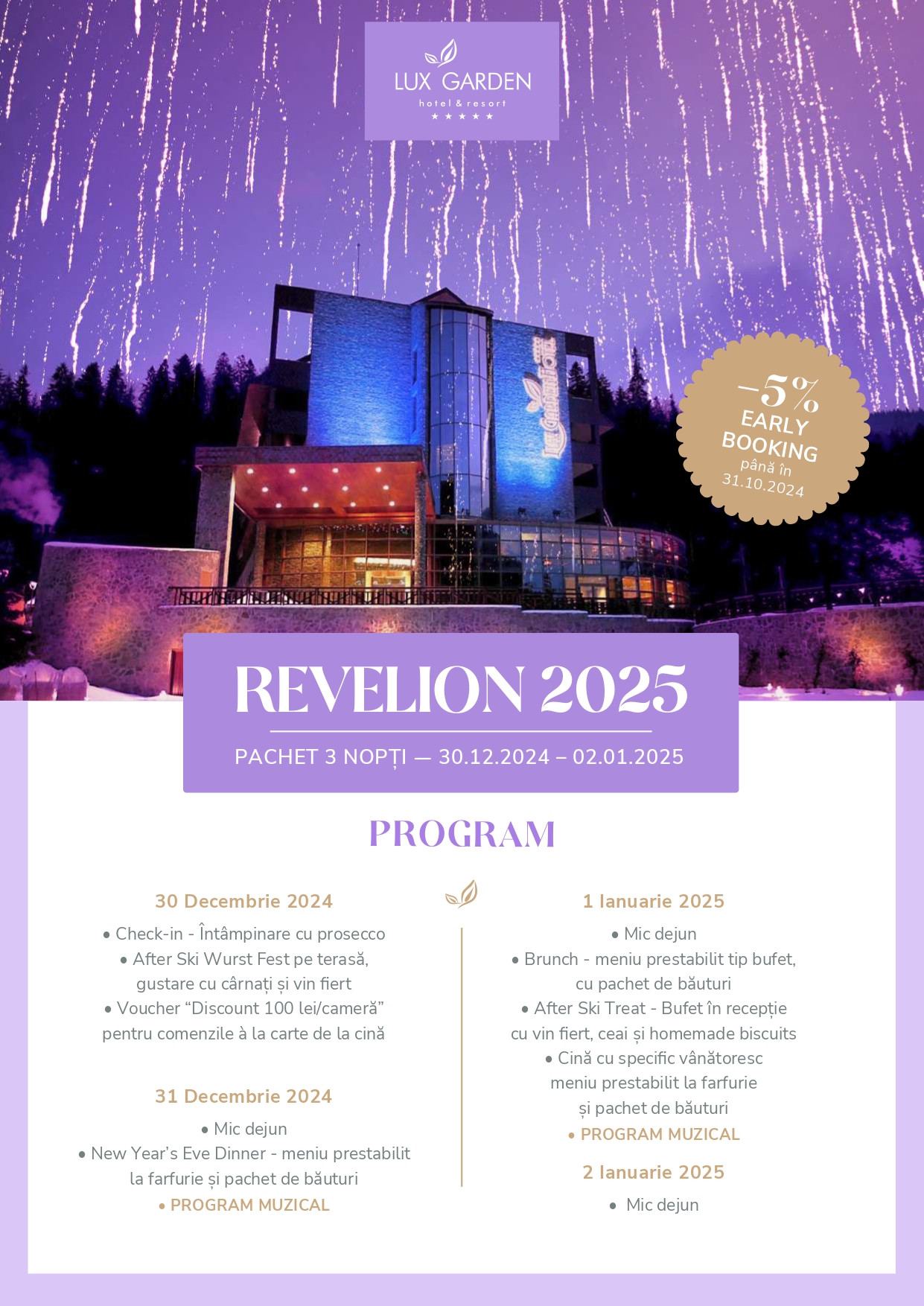 REVELION 2025 | HOTEL LUX GARDEN AZUGA